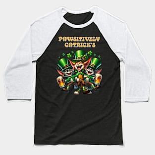 St Patricks day leprechaun cats - Pawsitively Catrick’s Baseball T-Shirt